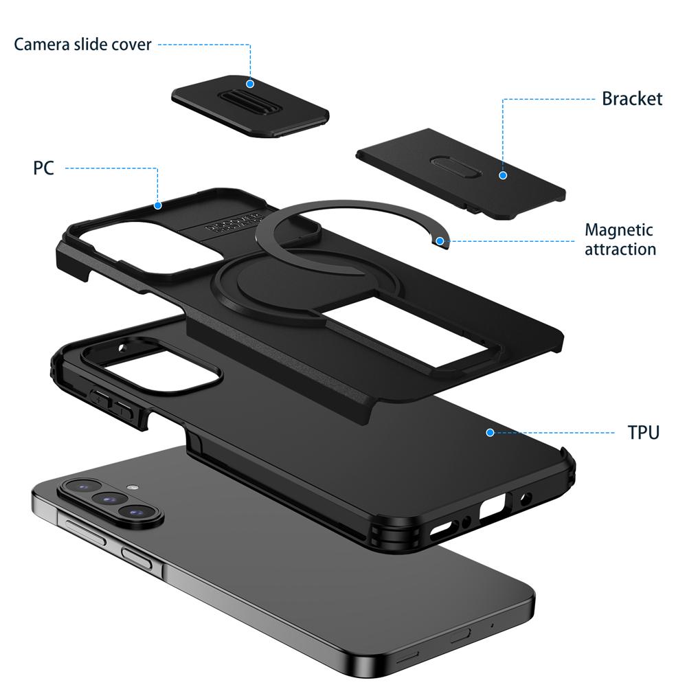 KEYSION Противоударный магнитный чехол для Samsung A17 4G 5G с выдвижной защитой камеры и подставкой, задняя крышка для телефона Galaxy A26 5G