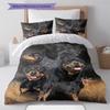 Dogs Pattern Bedding Set Quilt Cover Pillowcase Home Decor Gift (1 * duvet cover + 2 * pillowcase, without core)