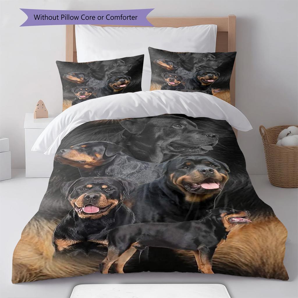 Dogs Pattern Bedding Set Quilt Cover Pillowcase Home Decor Gift (1 * duvet cover + 2 * pillowcase, without core)