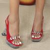 Fashion New 12CM Fashion Nightclub Pearl Crystal Thick Heel Square Toe Anti-Slip Women's Transparent Summer Sandals 34-42cm