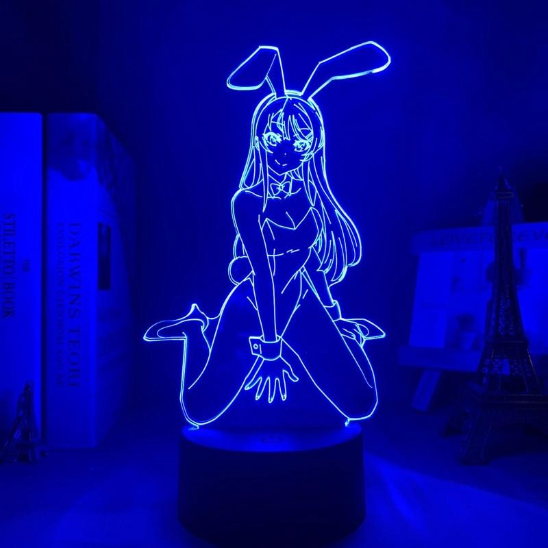 Аниме Waifu Mai Sakurajima Led Night Light для декора спальни Mai Light Gift для друга Sakurajima Bunny Girl Led Lamp Anime Gift