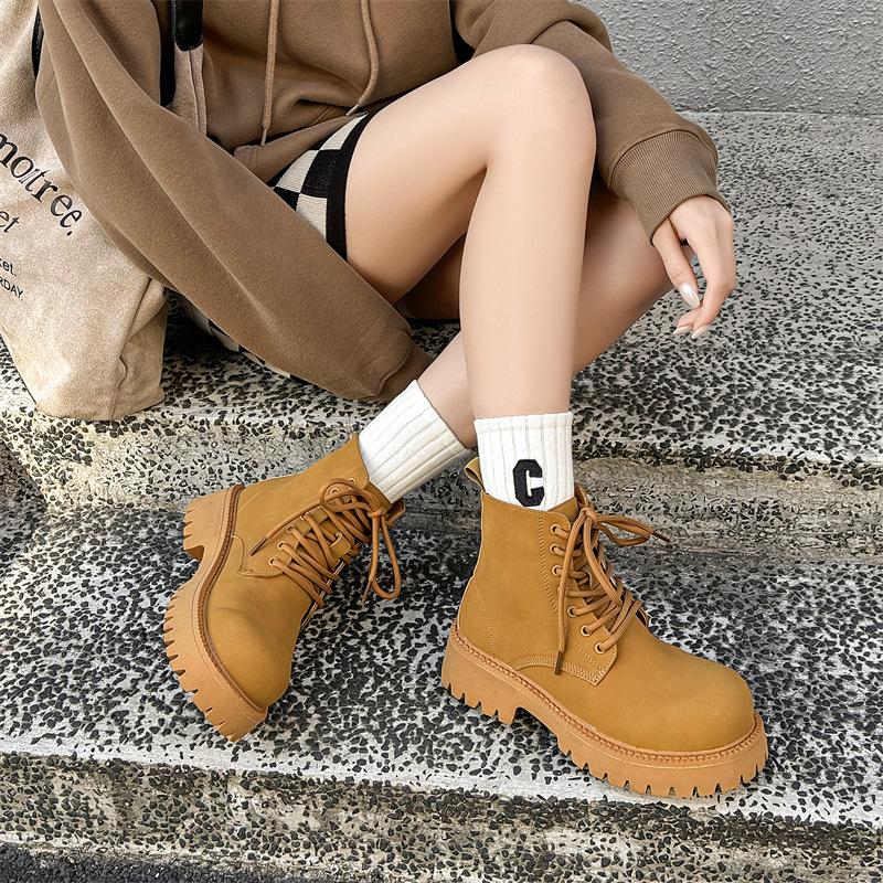 Ботинки Chelsea Martin в британском стиле, увеличивающие высоту локомотивных сапог, осенне-зимние высокие бархатные зимние сапоги на толстой подошве 8266-J