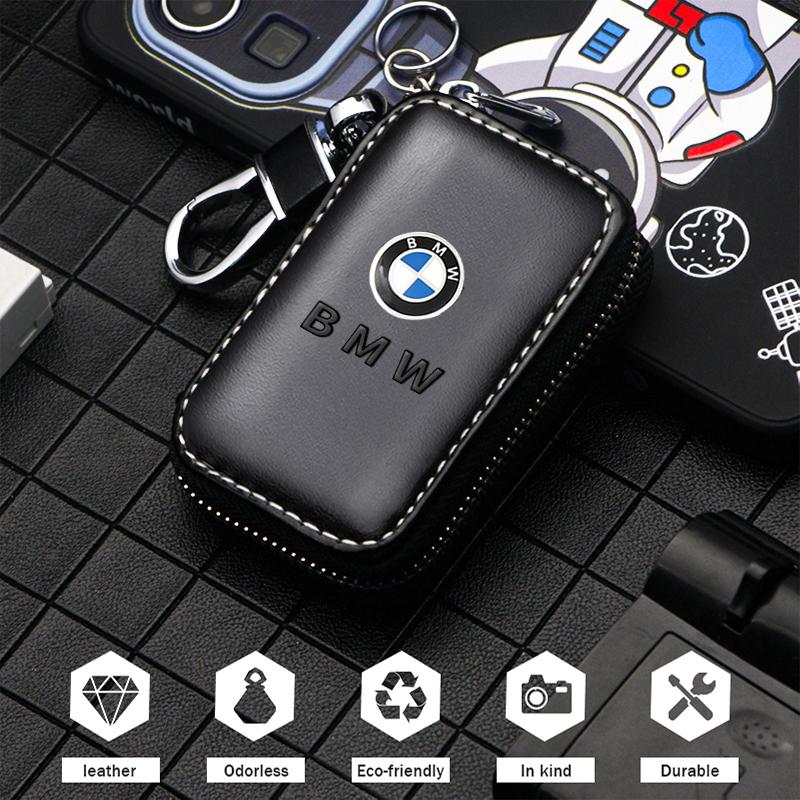 YSHC555-578 Leather Car Badge Key Bag Keychain Storage Pendant For BMW M Sport 1 3 5 7 Series X1 X2 X3 X4 X5 X6 X7 Accessories QEJMX1