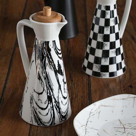 400/800ml Ceramic Oil Dispenser Bottle Dust-proof Design Handmade Ceramics Oil Can for Kitchen Cooking Olive Oil Soy Sauce Vinegar Cruet Storage