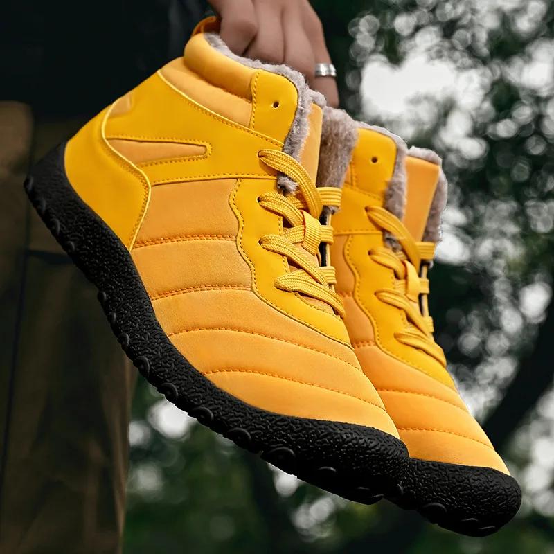 Мода 2025 Зима Толстые Плюшевые Теплые Ботинки для Мужчин Уличные Дышащие Удобные Уютные Снежные Ботинки Мужские Ветрозащитные Короткие Ботинки Обувь