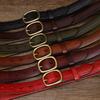 2.8Cm Wide Handmade Retro Copper Button Head Women'S Belt Genuine Leather 2024 Belt Simple Pin Buckle