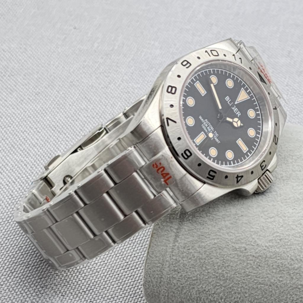 40mm Fixed Circle 1-12 Display Sapphire Glass Stainless Steel Double Push Button Strap Japanese Nh35 Movement Automatic Watch