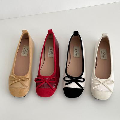 Модный темперамент французский ретро балетный стиль плоская подошва мелкий вырез туфли-лодочки женские 2025 новые весна и осень мягкая подошва туфли Мэри Джейн