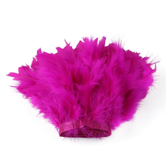 1M Multicolor Turkey Feather Trim Fringe Fluffy Stripped Plumas Ribbon 10-15cm Wedding Dress Clothes Crafts Sewing Decoration