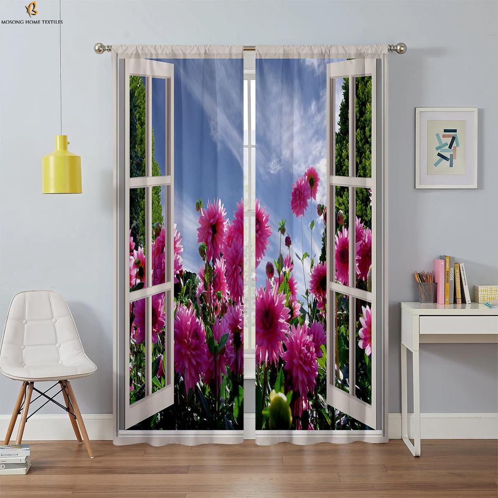 3D-печатные шторы с морским пейзажем за окном 100% полиэфирное волокно спальня гостиная кабинет декоративные шторы