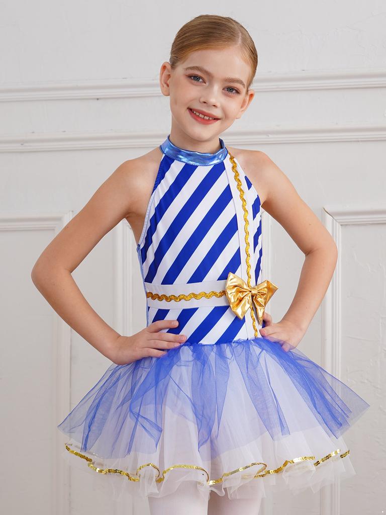 Костюм для девочек на Рождество и Новый год в виде леденца, балетная пачка с полосками, танцевальное платье для рождественской новогодней вечеринки, сценический костюм