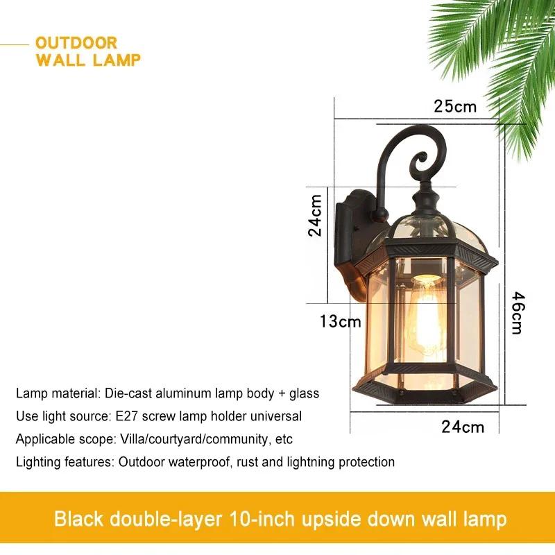 Светодиодный уличный настенный светильник Водонепроницаемое освещение Освещение для крыльца Освещение для балкона Садовое освещение Уличный настенный светильник Ретро Европейский стиль Украшения