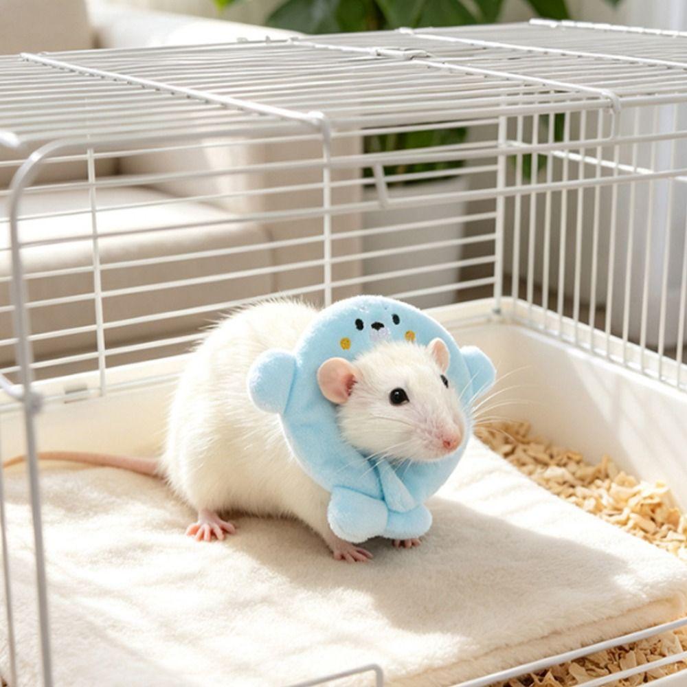 Soft Plush Pet Elizabethan Collar Breathable Adjustable Anti Lick Recovery Collar Shrimp Bear Skin-Friendly Parrot Recovery Cone