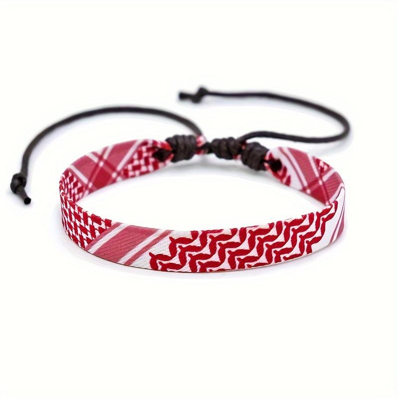 Fashion Crossover Printed Fabric Bracelet Ethnic Style Hand-woven Bracelet Set Simple Hemp Bracelet for Both Men and Women