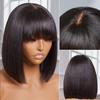 Fake Scalp Wigs Straight Hair Wigs With Bangs 180 % Density Brazilian Hair Wigs for Women Machine Made Bob Wigs