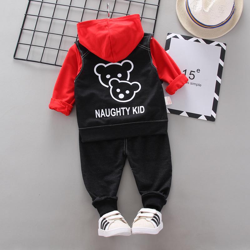 Детский комплект из 3 предметов с капюшоном в европейском и американском стиле на осень: Разноцветная толстовка с капюшоном, свитер и штаны для мальчиков