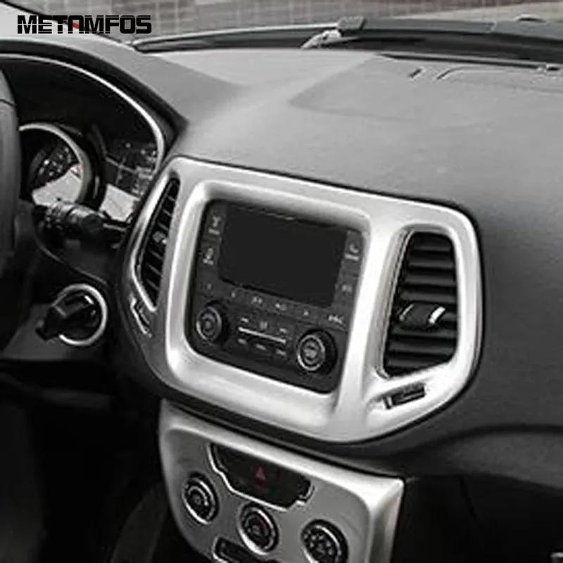 For Jeep Compass 2017 2018 Matte Center Console Air Condition AC Vent Outlet Cover Trim Navigation Frame Accessories