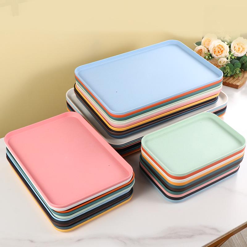 Прямоугольный поднос из пшеничной соломы для дома, гостиницы или ресторана - Идеально подходит для чая, закусок и десертов