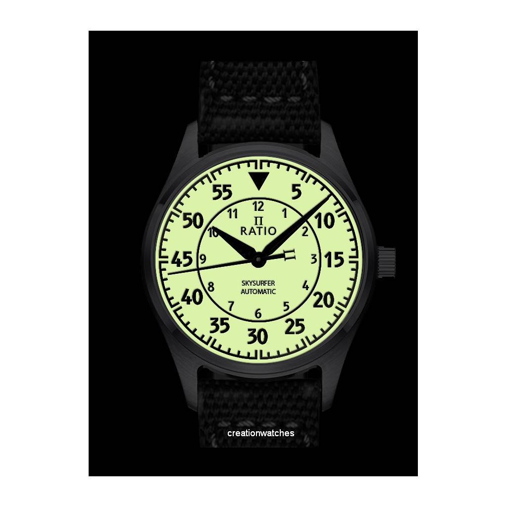 Ratio Skysurfer Pilot Full Luminous Dial Leather Automatic RTS324 200M Мужские часы