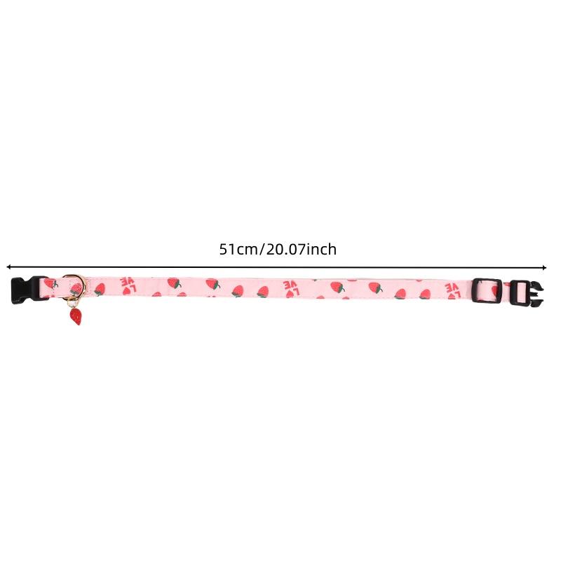 Коллекция фруктовых узоров Ошейник для питомца Собачий ошейник с милым принтом клубники Мягкий удобный ошейник-ожерелье для собаки для ежедневных прогулок Регулируемый кошачий ошейник