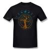 Summer Unisex and woUnisex Cotton Tree Of Life Retro T-shirt, Street Fashion Oversized Short-sleeved Top