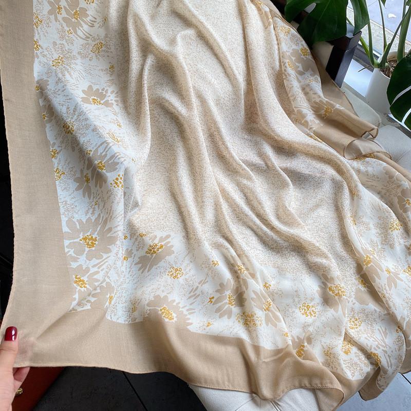 42 Designs Spain Lovely Floral Square Viscose Shawl Scarf Lady Print Soft Wrap Pashmina Bufandas Muslim Hijab 135*135Cm