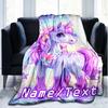 1PC Custom Name Magical Unicorn Fantasy outdooor Flannel blankets Throw Blanket All-Season Throw Gift Bedspread for Couch, Bed, Camping Holiday Birthd