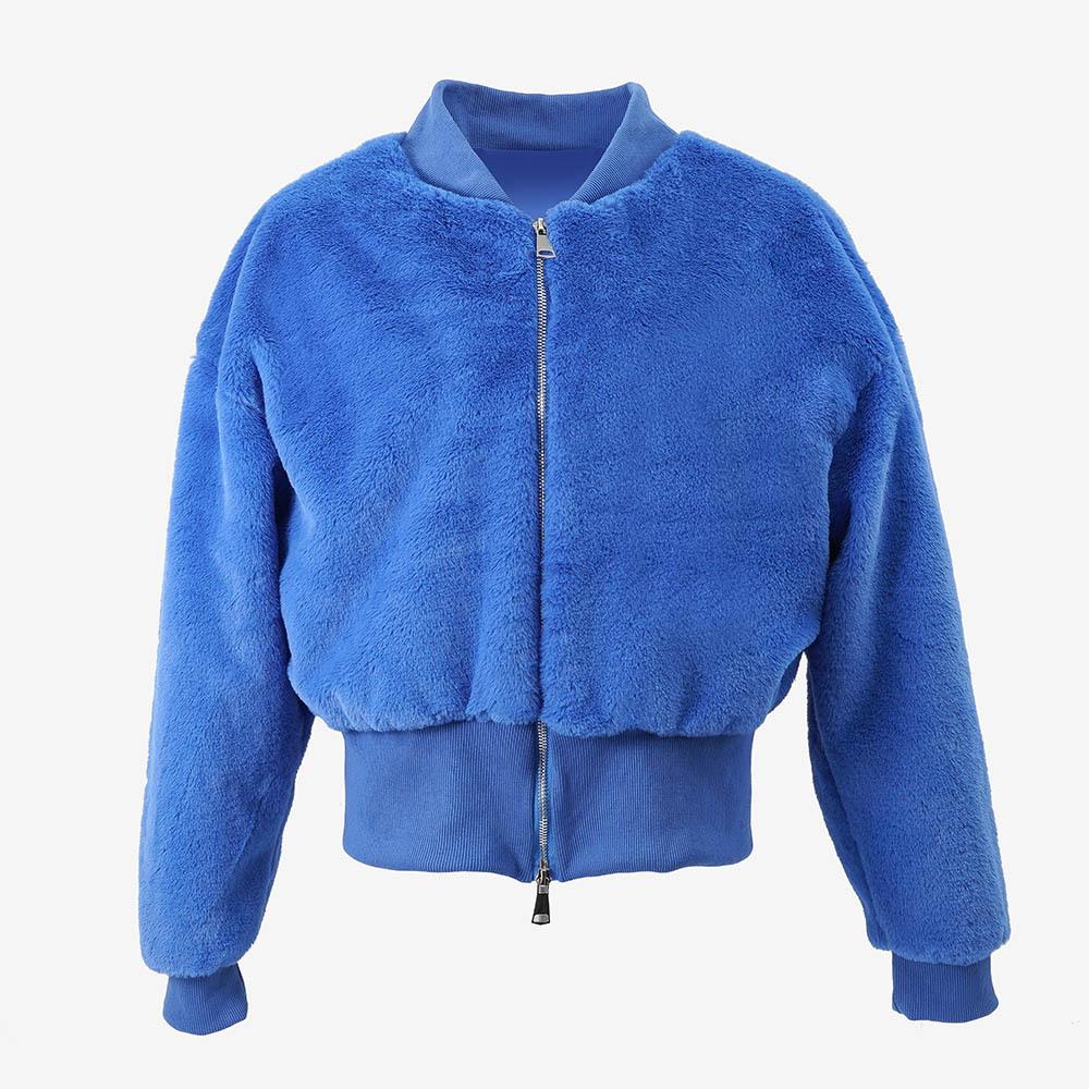 2026 new European and American cardigan imitation fur jacket autumn and winter thickened warm zipper short plush slim commute