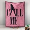 Silhouette of a standing figure integrated with bold "CALL ME" text design. Patterned tapestry for bedroom and living room home decor