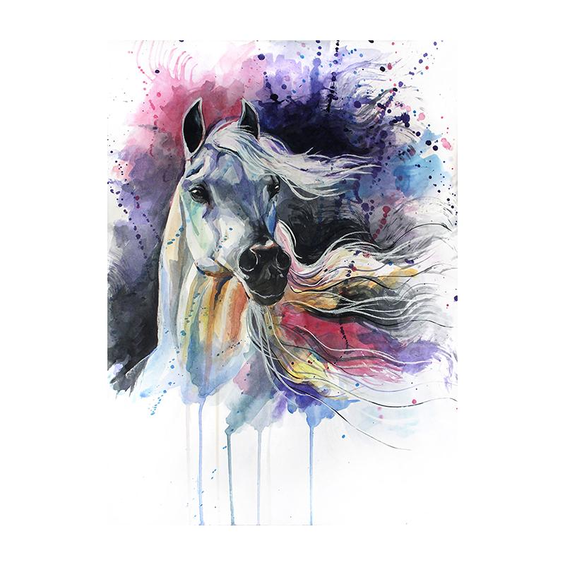 Лошадь, акварельная живопись, современное настенное искусство, холст с принтом, постер, яркая красочная картина с животным для гостиной, домашний декор, Cuadros