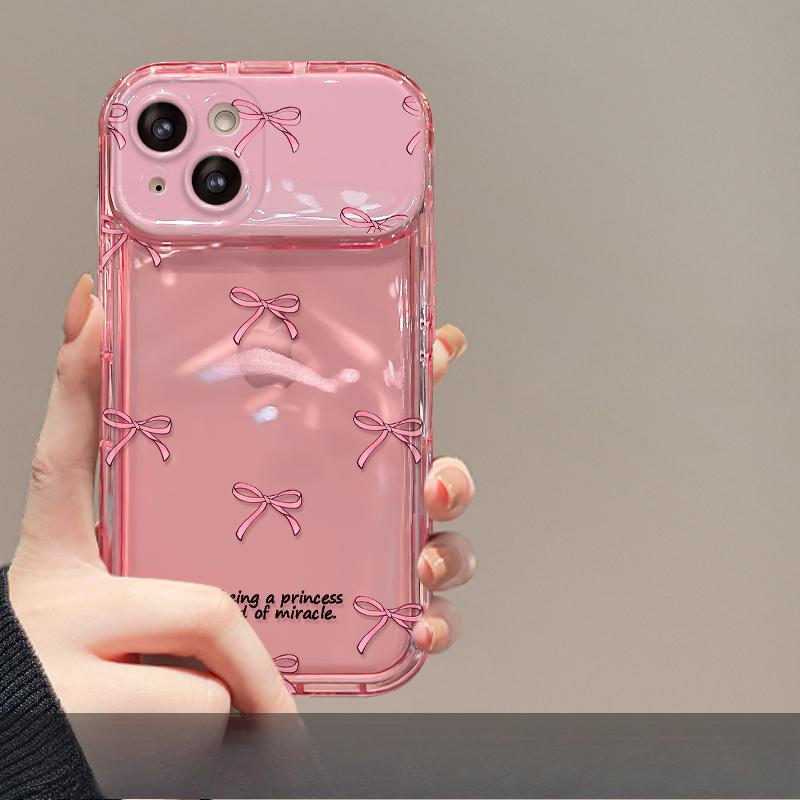 Подходит для чехла для мобильного телефона Apple 15 IPhone 14/13promax Цепочка-бант 11/12 Прозрачное откидное зеркало