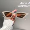 Персонализированные солнцезащитные очки в форме треугольника кошачий глаз с бриллиантами для женщин, женские винтажные солнцезащитные очки UV400 Sunshade