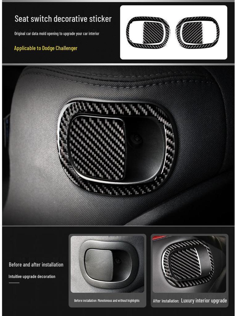 Комплект для обновления интерьера из углеволокна для Dodge Challenger - Рулевое колесо, Дверь, Консоль, Наклейки на фары