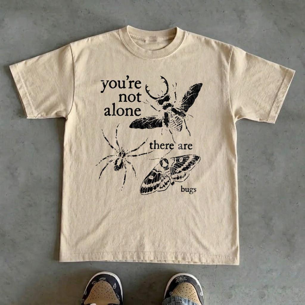 You're Not Alone There Are Bugs Shirt, Vintage Cottagecore Entomology Tshirt, Aesthetic Bug Lover Gift, Nature Inspired Spider Moth Tee
