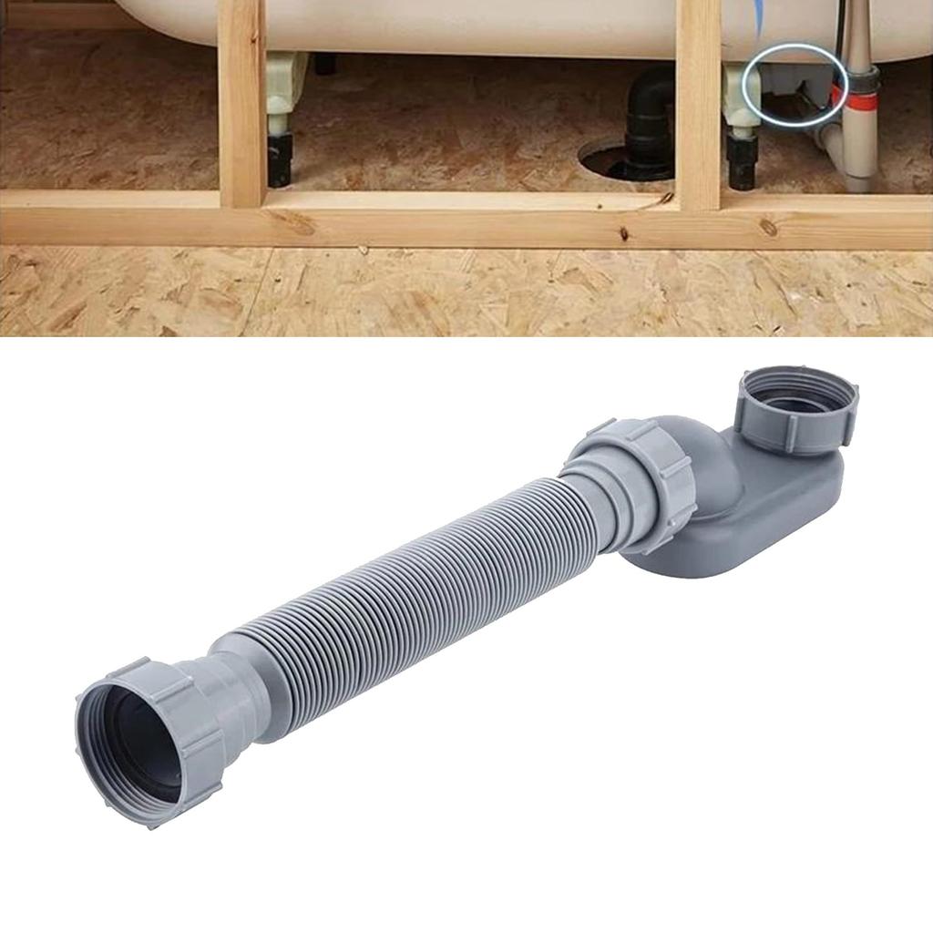 Flexible Bathtub Drain Pipe Easy Installation Trap Space Saving ABS Drain Pipe Bathroom Drain Replacement Simple To Use