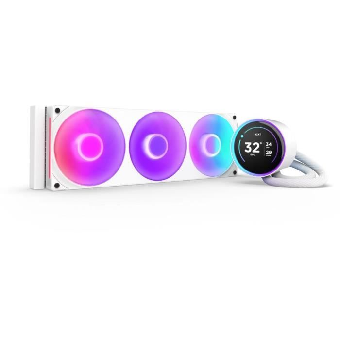 Watercooling - NZXT - RL-KR36E-W2 - Kraken Elite 360 RGB - Écran 2.72, panneau RGB personnalisable et ventilateurs RGB - Blanc