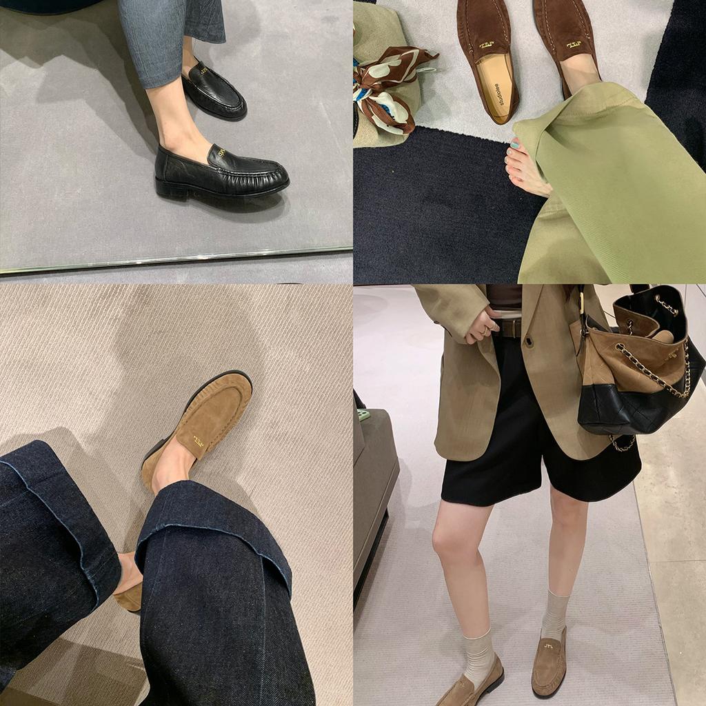 Версия из коровьей кожи~ виноградный ма старые деньги ветер круглый носок плиссированный ретро низкий каблук для работы универсальные ленивые лоферы женские