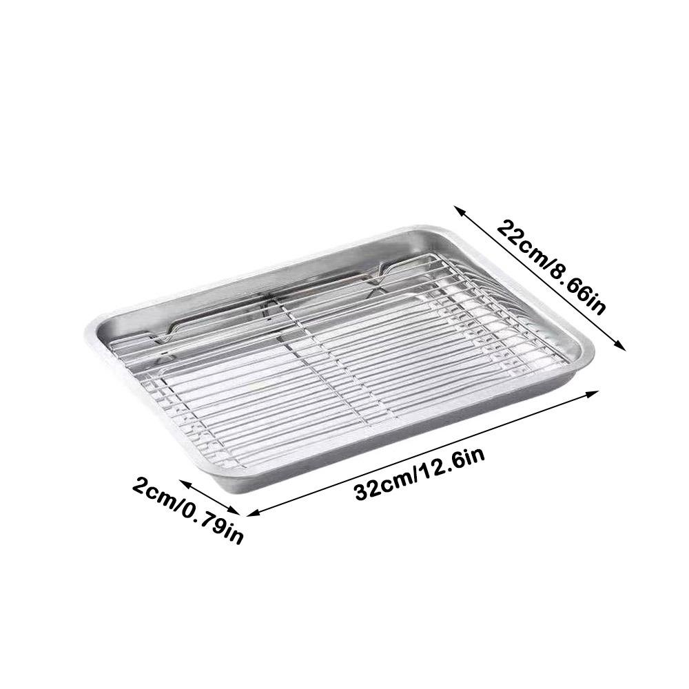 Removable Stainless Steel Baking Pan with Cooling Rack Oven Rack BBQ Tray for Cooking Roasting
