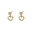 S925 Silver Diamond Inlaid Heart Earrings - Korean Winter Simple Fashion Earrings