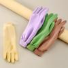 1 Pair Waterproof Dishwashing Gloves Tear-resistant Warm Fleece Cleaning Gloves Thickened Threaded Sleeve Cuff Laundry Gloves