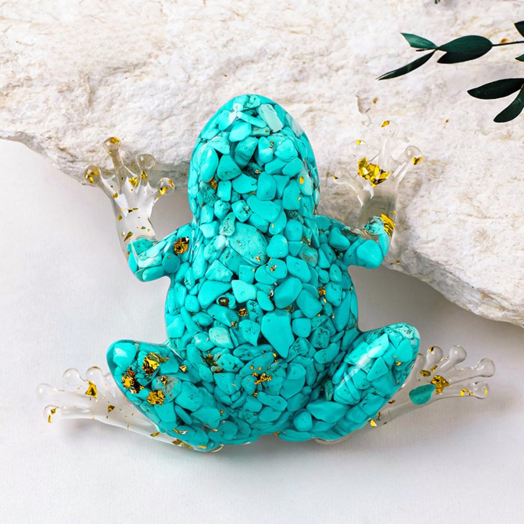 Natural Crystal Gravel Resin Frog Figurines - Healing Zen Decor for Fishbowl, Aquarium & Home, Handmade Frog Statues Collection, Spiritual Gift