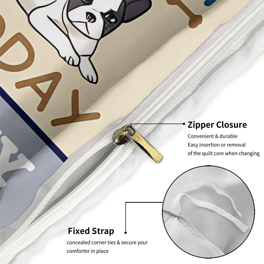 Funny Dog Quotes Print Duvet Cover Set(1 Duvet Cover & 1/2 Pillowcase) Cute Pet Theme Bedding Set Soft Comforter Cover for Dog L