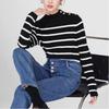 Осень Новая Мода Универсальный Высококлассный Полосатый Свитер Свитер Женский Шикарный Западный Стиль Базовая Рубашка Топ