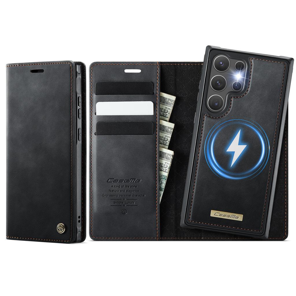 For Samsung Galaxy S26 Ultra Magnetic Case CASEME C49 RFID Blocking Detachable Wallet Leather Phone Cover