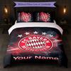 Bayern Munich Custom Name Text Bedding Set 1 Duvet Cover+2 Pillowcases Soccer Logo Personalized Gift For Special Occasion Bedroom Decor