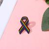 Rainbow Ribbon Breast Cancer Awareness Enamel Brooch Alloy Publicity Badge Anti Exposure Decorative Pin for Backpack Clothing Accessory
