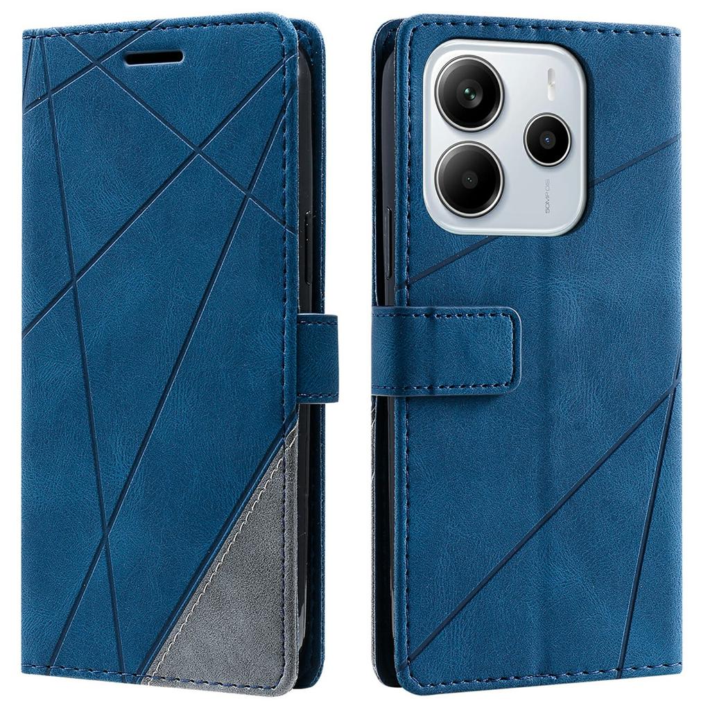 Для Xiaomi Redmi Note 14 4G (163,25 мм) Чехол с тиснеными линиями, кошелек из искусственной кожи внахлест, чехол для телефона