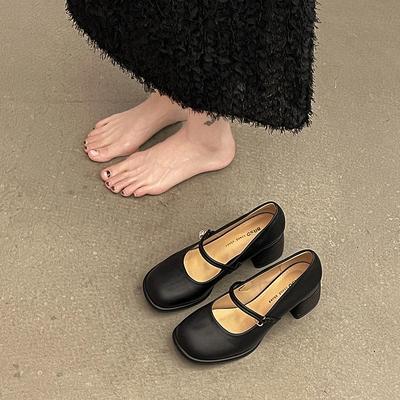 Туфли-лодочки на толстом каблуке с жемчугом, женские, весенне-летние, модные, в стиле ретро, Мэри Джейн