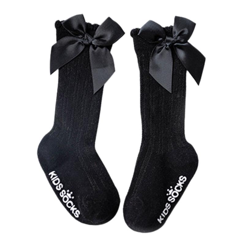 Летняя одежда для малышей Новые детские носки до колена с большим бантом для девочек из мягкого хлопка и кружева Рождественские носки с бантом