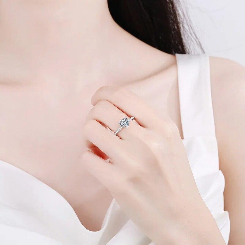 2CT кольцо-пасьянс с муассанитом в форме сердца для женщин PT950, с платиновым покрытием, 100% блестящее серебро S925, обручальное кольцо, обещание